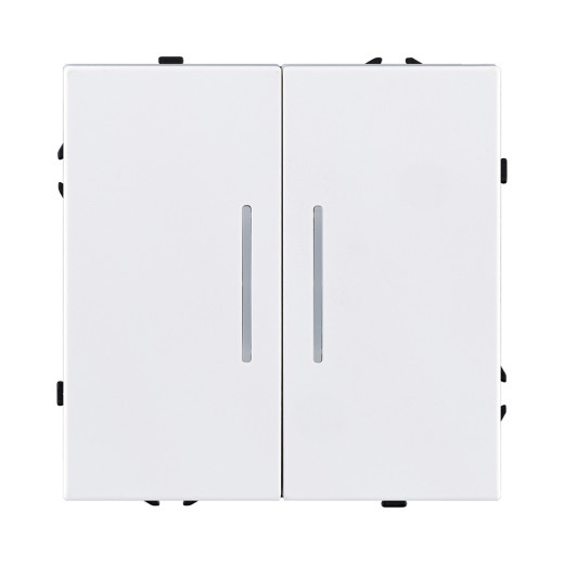Выключатель 2-клавишный 10А/250В с LED подсветкой, белый матовый Kollinger Eclipse EC-010WH