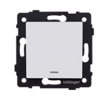 Выключатель 1-клавишный 10А/250В с LED подсветкой, белый матовый Kollinger REA-S-002WM для Aspekt, Eleganz, Reflex