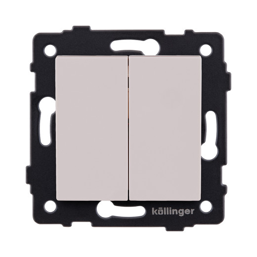 Выключатель 2-клавишный проходной 10А/250В, кашемир матовый Kollinger REA-S-009CM для Aspekt, Eleganz, Reflex