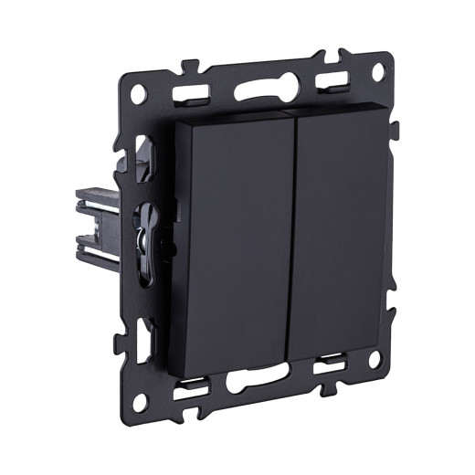 Выключатель кнопочный 2-клавишный 10А/250В, черный Kollinger Asthetik AS-025BK