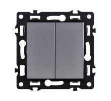 Выключатель кнопочный 2-клавишный 10А/250В, серый Kollinger Asthetik AS-025GY