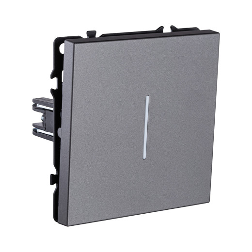 Выключатель 1-клавишный 10А/250В с LED подсветкой, серый Kollinger Eclipse EC-007GY