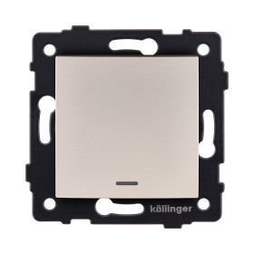 Выключатель 1-клавишный 10А/250В с LED подсветкой, изогнутый, золотой Kollinger REA-R-002GD для Aspekt, Eleganz, Reflex