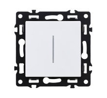 Выключатель 1-клавишный проходной 10А/250В с LED подсветкой, белый Kollinger Asthetik AS-008WH