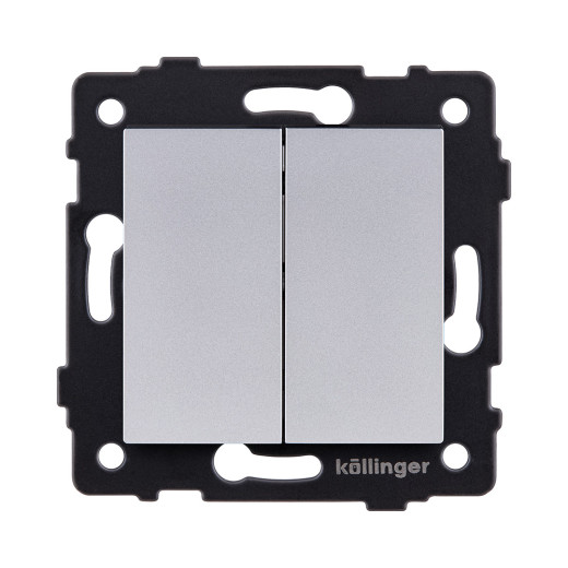 Выключатель 2-клавишный 10А/250В, серый Kollinger REA-S-007GY для Aspekt, Eleganz, Reflex