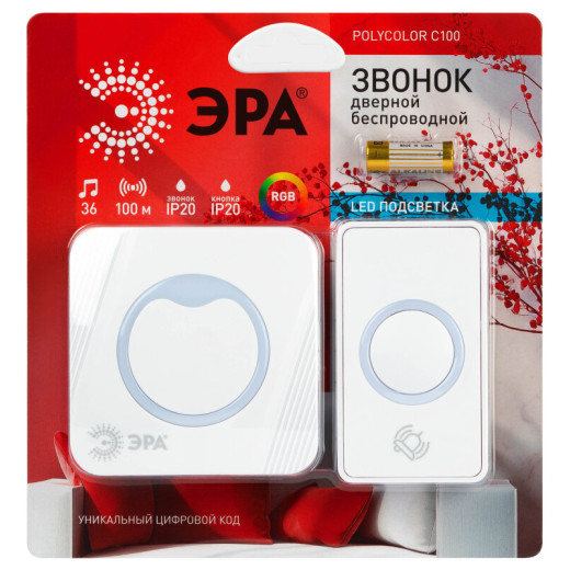 Звонок беспроводной Эра POLYCOLOR AG-M017F15 (DC) White Era