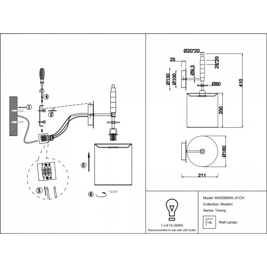 Бра Maytoni Torony MOD066WL-01CH