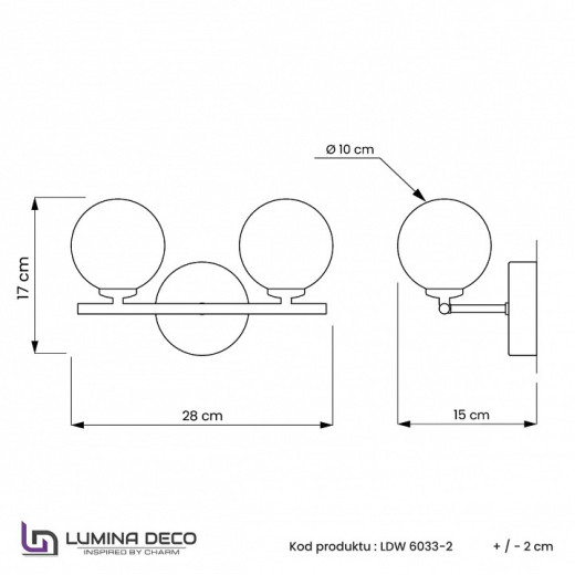 Бра LUMINA DECO Marsiada LDW 6033-2 MD