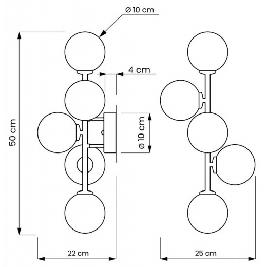 Бра LUMINA DECO Marsiada LDW 6033-5 BK+F.GD