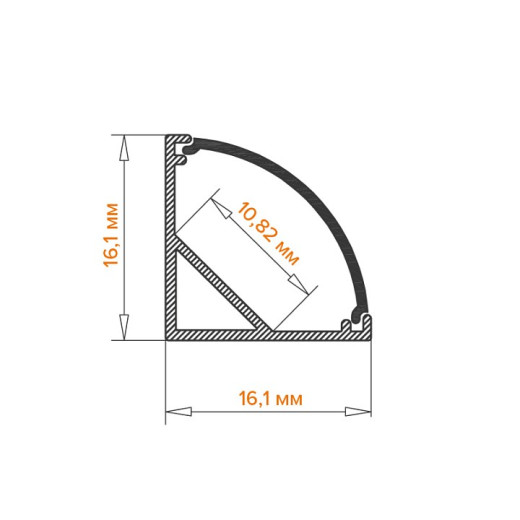Короб накладной угловой внутренний Wolta  WAP-S-16/16/2000-B