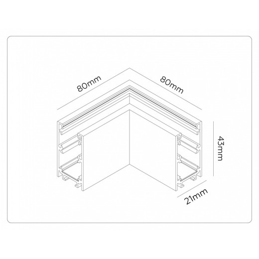 Соединитель угловой внутренний для треков накладных Ambrella Light TRACK SYSTEM GL1961