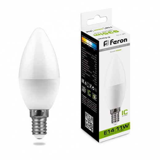 Лампа светодиодная Feron  E14 11Вт 4000K 25942