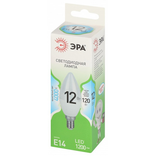 Лампа светодиодная Эра Green Line E14 12Вт 4000K LED B35-12W-840-E14 GL