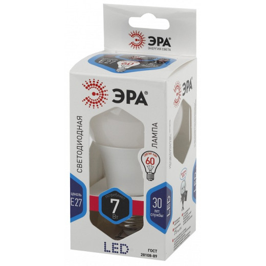 Лампа светодиодная Эра Стандарт E27 7Вт 4000K LED A60-7W-840-E27