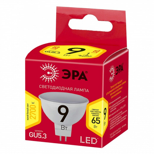 Лампа светодиодная Эра  GU5.3 9Вт 2700K LED MR16-9W-827-GU5.3 R