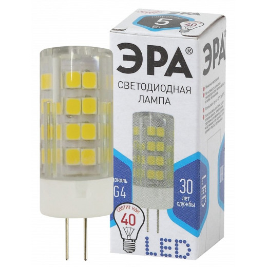 Лампа светодиодная Эра Стандарт G4 5Вт 4000K LED JC-5W-220V-CER-840-G4