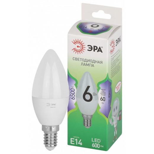 Лампа светодиодная Эра Green Line E14 6Вт 6500K LED B35-6W-865-E14 GL