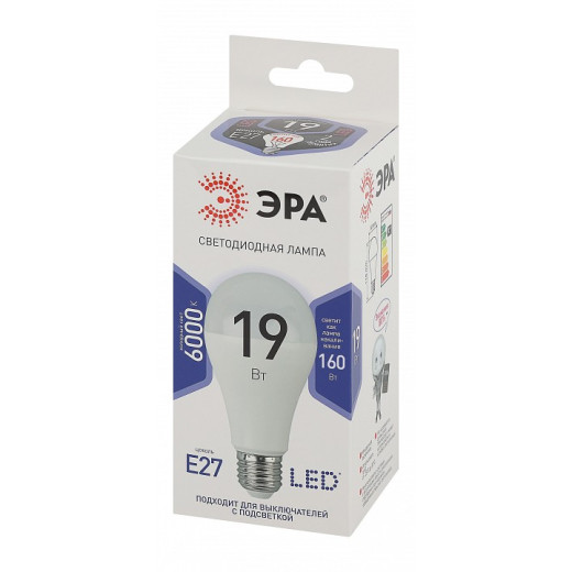 Лампа светодиодная Эра Стандарт E27 19Вт 6000K LED A65-19W-860-E27