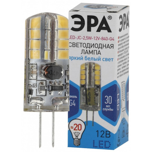 Лампа светодиодная Эра Стандарт G4 2.5Вт 4000K LED JC-2,5W-12V-840-G4