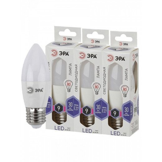 Лампа светодиодная Эра Стандарт E27 9Вт 6000K LED B35-9W-860-E27