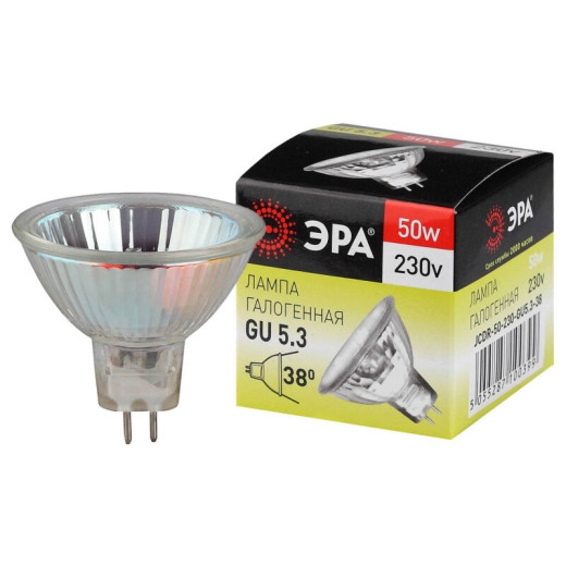 Лампа галогеновая Эра  GU5.3 50Вт 3000K GU5.3-JCDR (MR16) -50W-230V-CL