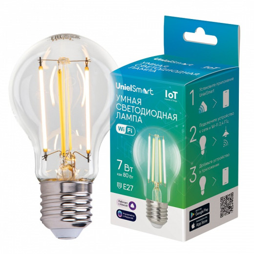 Лампа светодиодная с управлением через Wi-Fi Uniel  E27 7Вт 2700 - 6500K UL-00011656