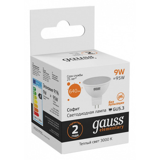 Лампа светодиодная Gauss Софит GU5.3 9Вт 3000K 13519