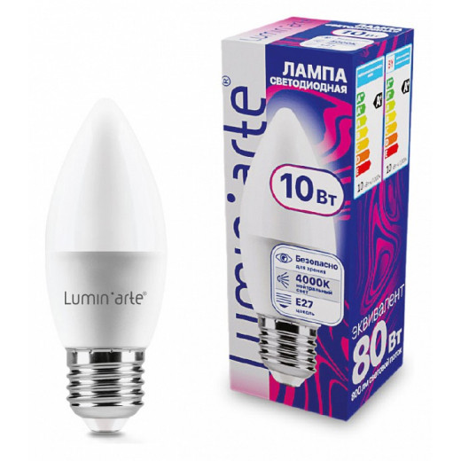 Лампа светодиодная Luminarte  E27 10Вт 4000K LSTD-C37-10W4KE27