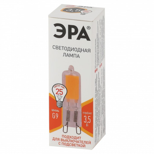 Лампа светодиодная Эра  G9 3.5Вт 2700K LED JCD-3,5W-GL-827-G9