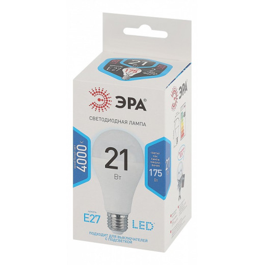Лампа светодиодная Эра Стандарт E27 21Вт 4000K LED A65-21W-840-E27