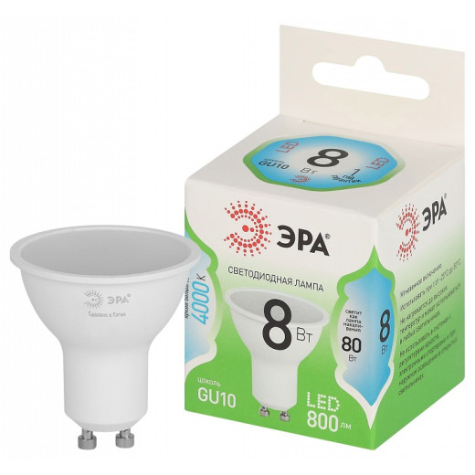 Лампа светодиодная Эра Green Line GU10 8Вт 4000K LED MR16-8W-840-GU10 GL