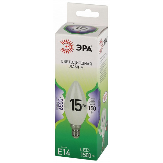 Лампа светодиодная Эра Green Line E14 15Вт 6500K LED B35-15W-865-E14 GL