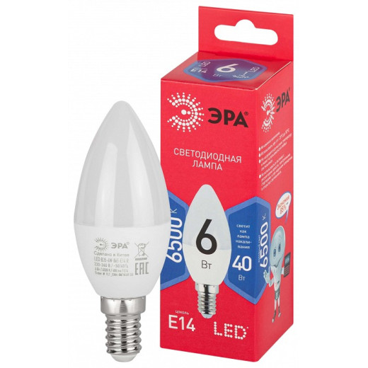 Лампа светодиодная Эра  E14 6Вт 6500K LED B35-6W-865-E14 R
