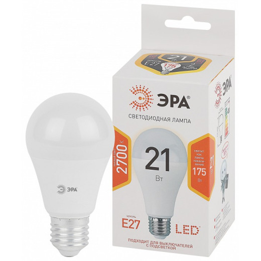 Лампа светодиодная Эра Стандарт E27 21Вт 2700K LED A65-21W-827-E27