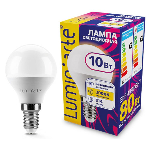 Лампа светодиодная Luminarte  E14 10Вт 3000K LSTD-G45-10W3KE14
