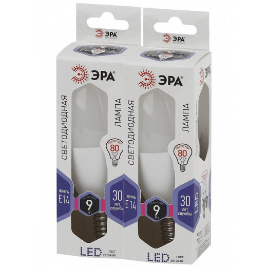 Лампа светодиодная Эра Стандарт E14 9Вт 6000K LED B35-9W-860-E14