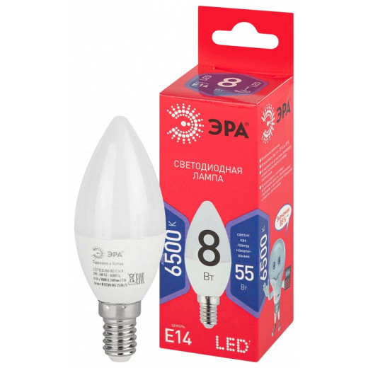 Лампа светодиодная Эра  E14 8Вт 6500K LED B35-8W-865-E14 R