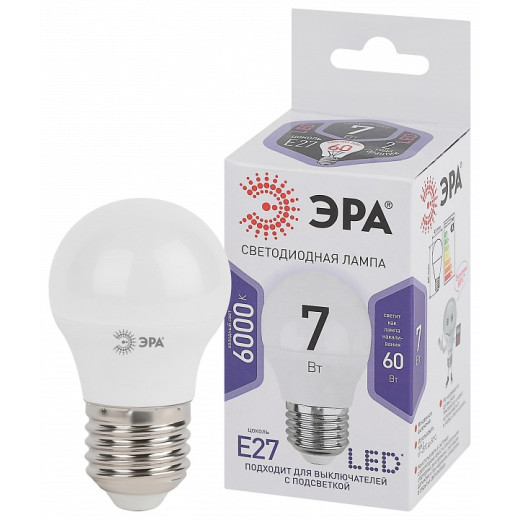 Лампа светодиодная Эра Стандарт E27 7Вт 6000K LED P45-7W-860-E27