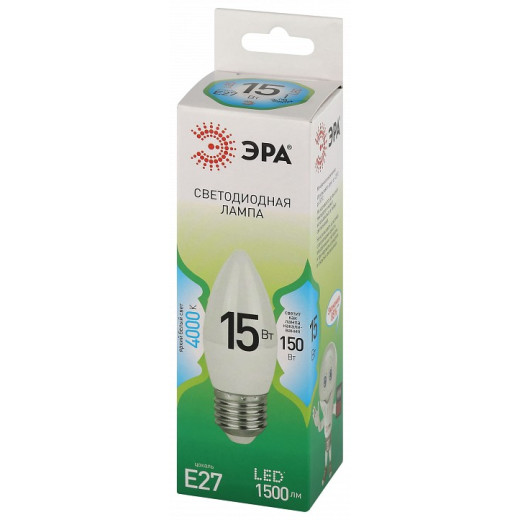 Лампа светодиодная Эра Green Line E27 15Вт 4000K LED B35-15W-840-E27 GL