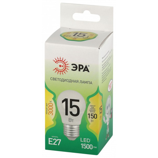 Лампа светодиодная Эра Green Line E27 15Вт 3000K LED P45-15W-830-E27 GL