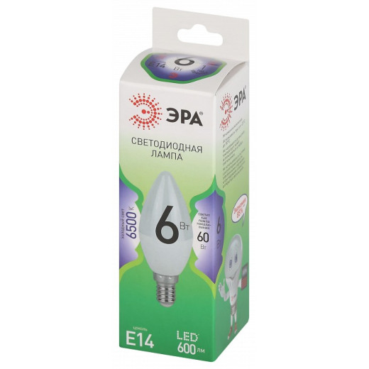 Лампа светодиодная Эра Green Line E14 6Вт 6500K LED B35-6W-865-E14 GL