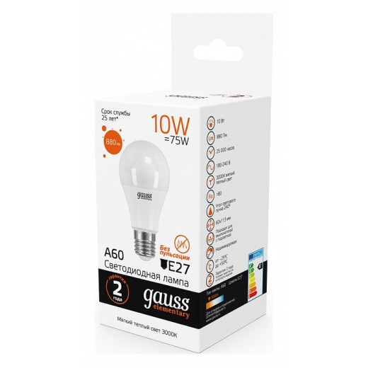 Лампа светодиодная Gauss  E27 10Вт 3000K 23210