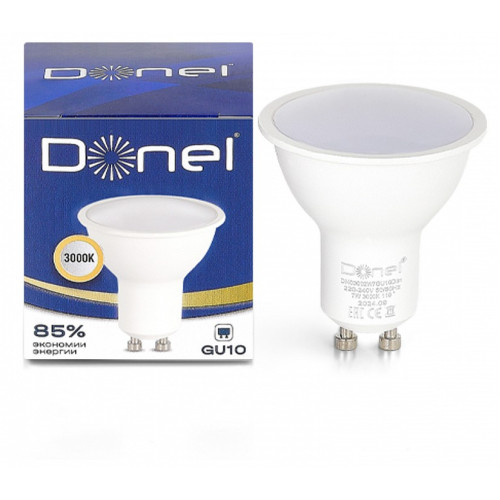 Лампа светодиодная Donel DN03 GU10 7Вт 3000K DN03002W7GU10Dim