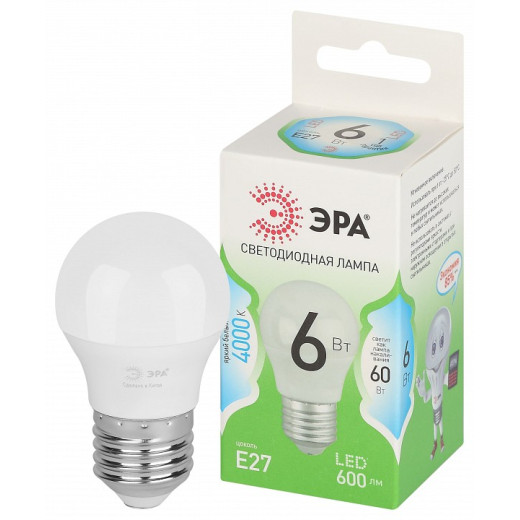 Лампа светодиодная Эра Green Line E27 6Вт 4000K LED P45-6W-840-E27 GL