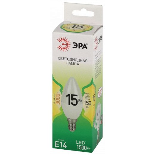 Лампа светодиодная Эра Green Line E14 15Вт 3000K LED B35-15W-830-E14 GL