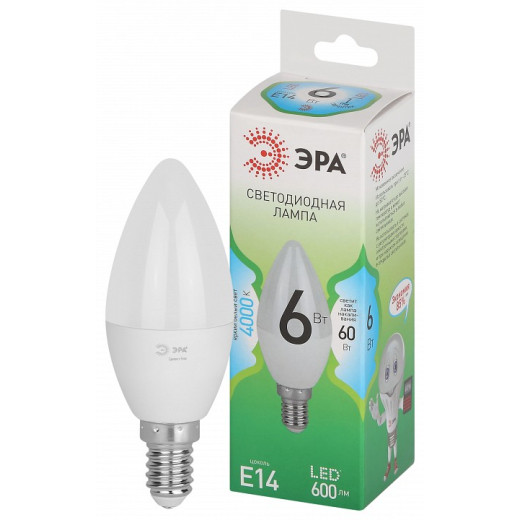Лампа светодиодная Эра Green Line E14 6Вт 4000K LED B35-6W-840-E14 GL