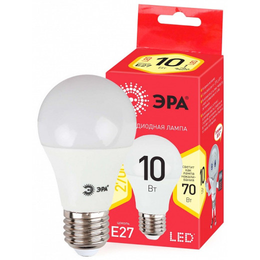 Лампа светодиодная Эра  E27 10Вт 2700K ECO LED A60-10W-827-E27 R