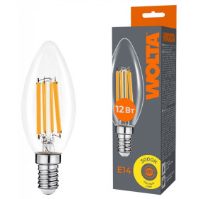 Лампа светодиодная Wolta  E14 12Вт 3000K WF-C35-12W3KE14