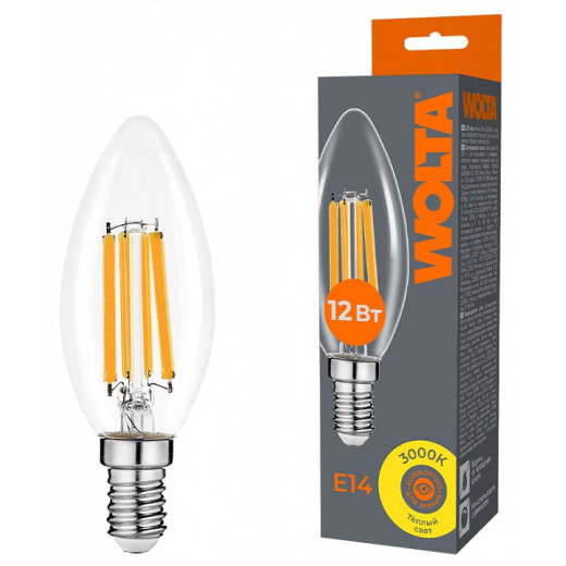 Лампа светодиодная Wolta  E14 12Вт 3000K WF-C35-12W3KE14