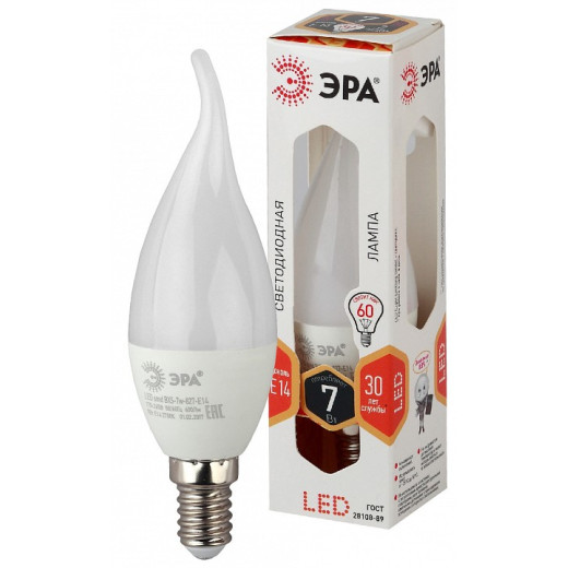 Лампа светодиодная Эра Стандарт E14 7Вт 2700K LED BXS-7W-827-E14